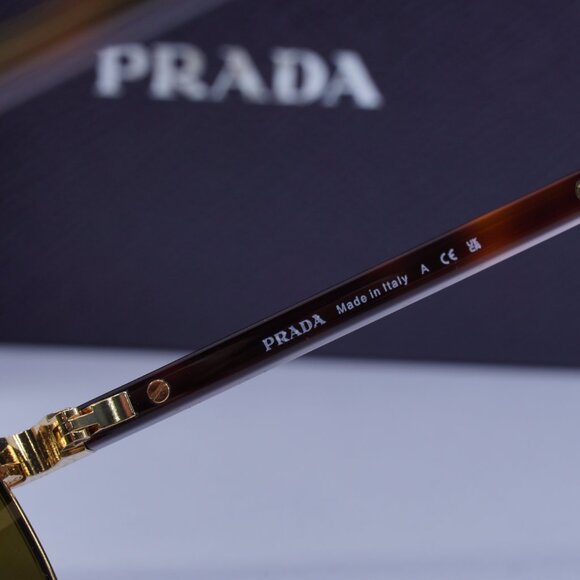 Prada PRB52S 5AK09Z Round Sunglasses – Gold\\Brown main image 8